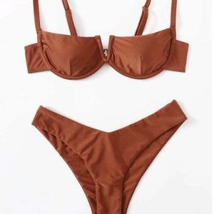 V Wired Underwire High Cut Bikini Swimsuit